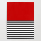 Half Striped Gray - Solid Red Poster Gallery Image 4