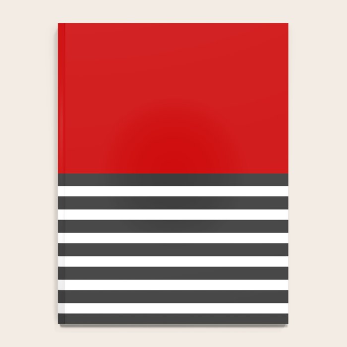 Half Striped Gray - Solid Red Notebook Gallery Image 4