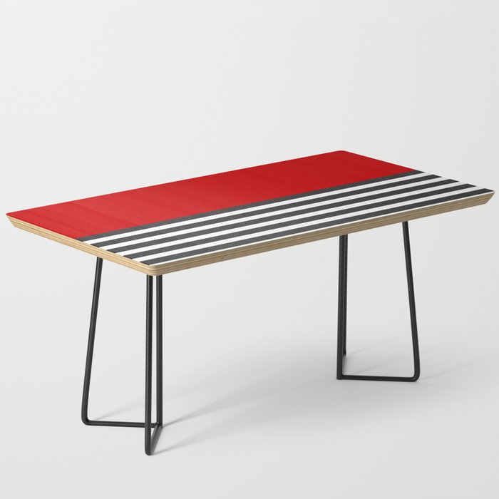 Half Striped Gray - Solid Red Coffee Table Gallery Image 1