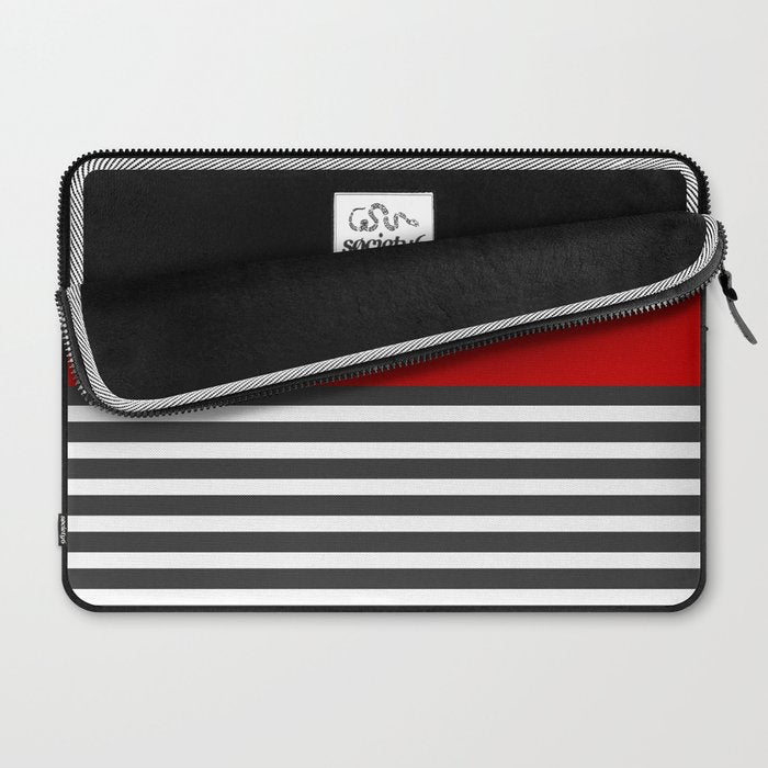 Half Striped Gray - Solid Red Laptop Sleeve Gallery Image 2