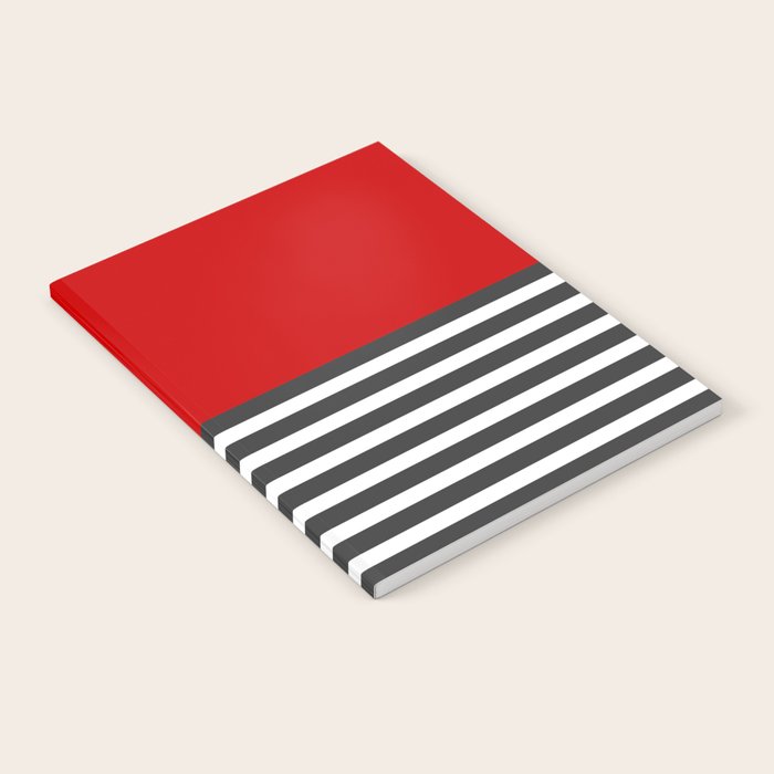 Half Striped Gray - Solid Red Notebook Gallery Image 2