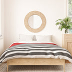 Half Striped Gray - Solid Red Duvet Cover Gallery Image 3