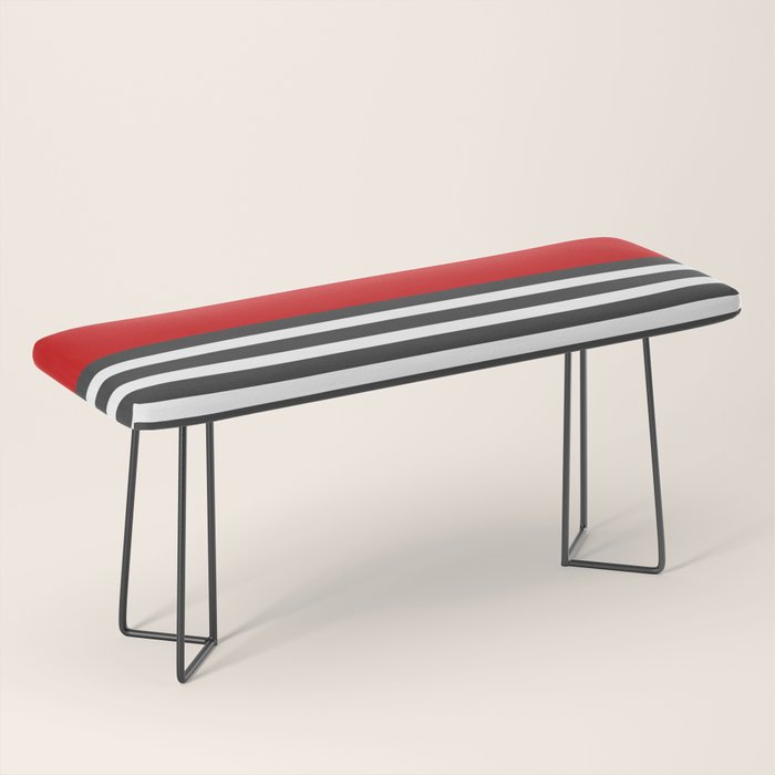 Half Striped Gray - Solid Red Bench Gallery Image 1
