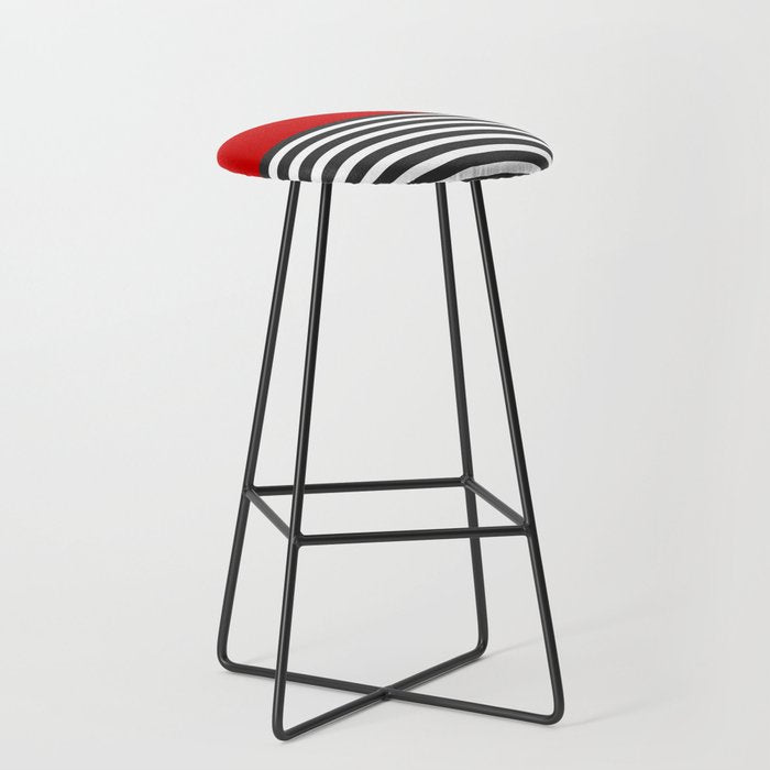Half Striped Gray - Solid Red Stool Gallery Image 1