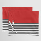 Half Striped Gray - Solid Red Placemat Gallery Image 1