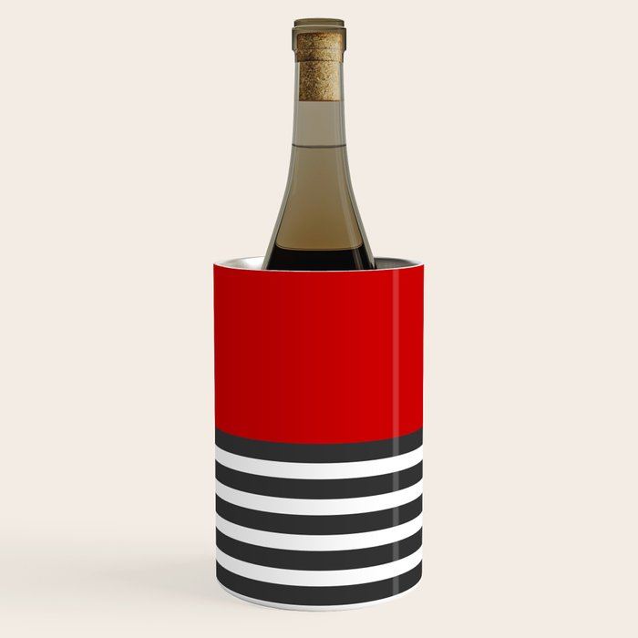 Half Striped Gray - Solid Red Wine Chiller Gallery Image 1