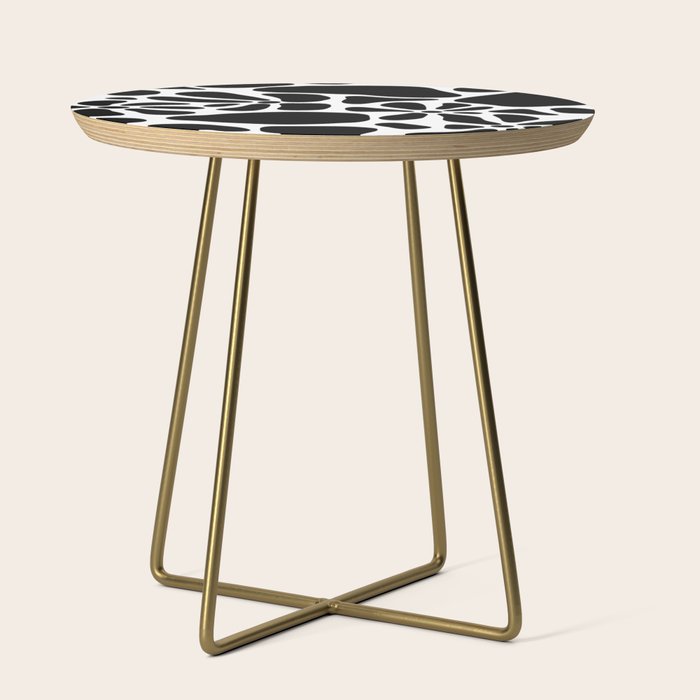 Abstract black and white flower nature art pattern Side Table Gallery Image 1