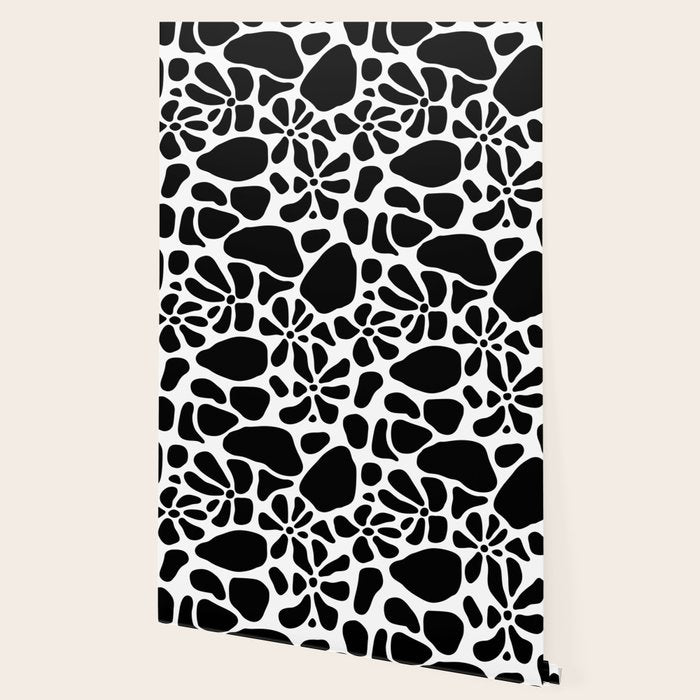 Abstract black and white flower nature art pattern Wallpaper Gallery Image 2