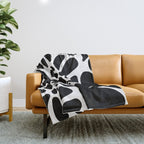 Abstract black and white flower nature art pattern Throw Blanket Gallery Image 1