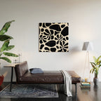 Abstract black and white flower nature art pattern Wood Wall Art Gallery Image 2