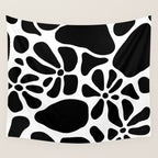 Abstract black and white flower nature art pattern Wall Tapestry Gallery Image 4