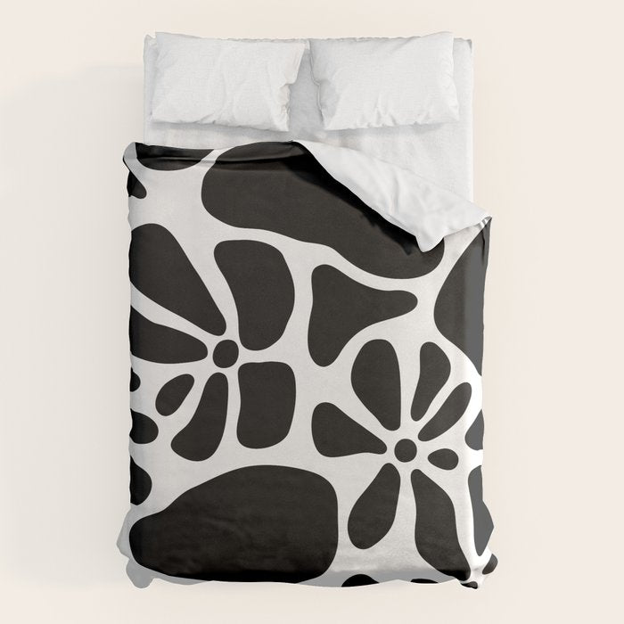 Abstract black and white flower nature art pattern Duvet Cover Gallery Image 6