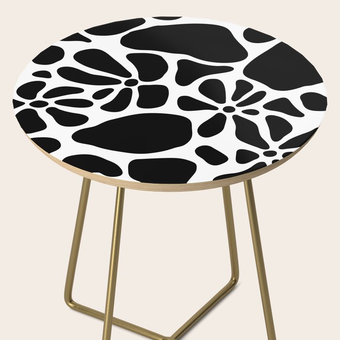 Abstract black and white flower nature art pattern Side Table Gallery Image 2
