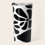 Abstract black and white flower nature art pattern Travel Mug Gallery Image 3