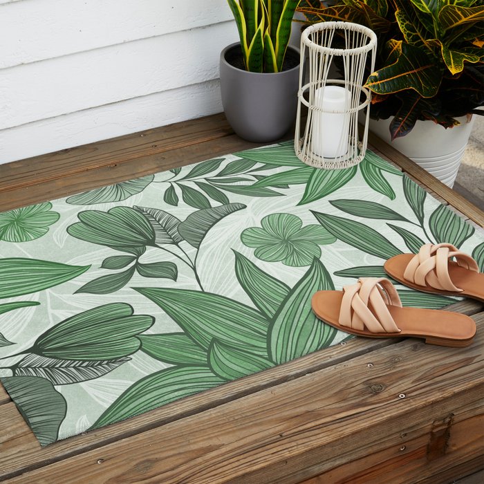 Southern Greenery Botanical Outdoor Rug Gallery Image 2