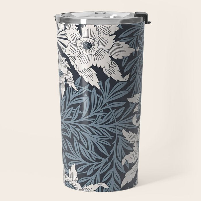 William Morris Tulip and Willow Navy Blue Travel Mug Gallery Image 2