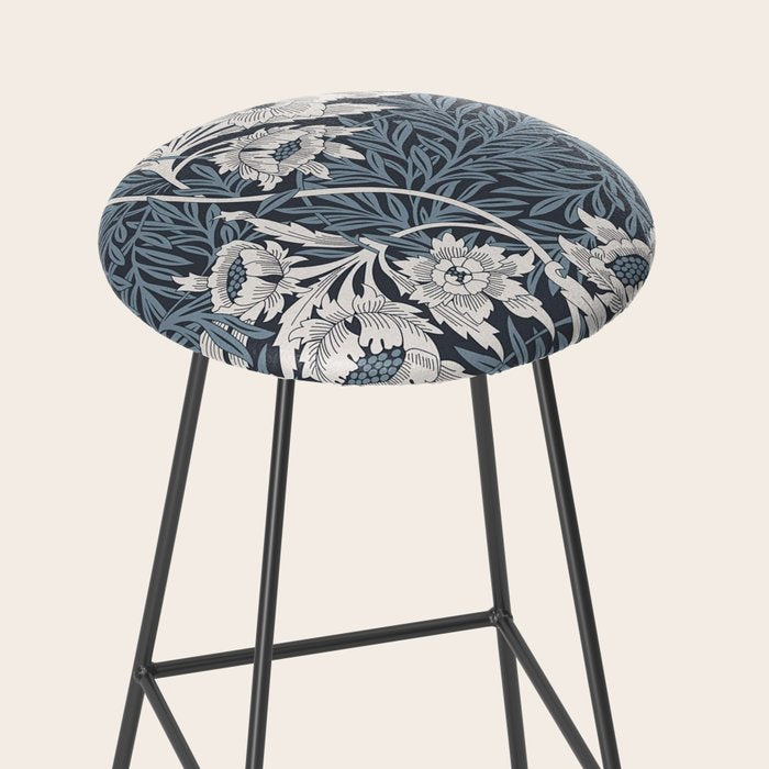 William Morris Tulip and Willow Navy Blue Stool Gallery Image 2