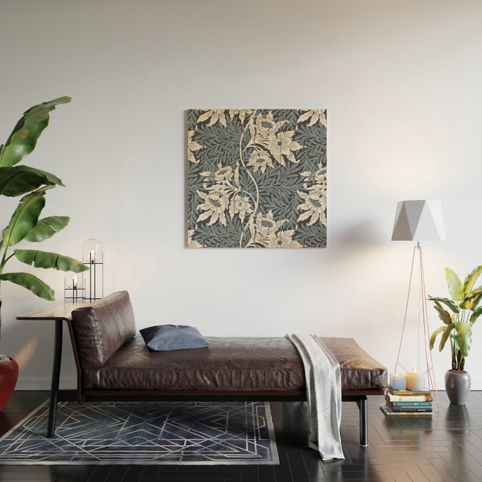 William Morris Tulip and Willow Navy Blue Wood Wall Art Gallery Image 2