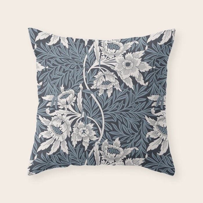 William Morris Tulip and Willow Navy Blue Throw Pillow Gallery Image 6