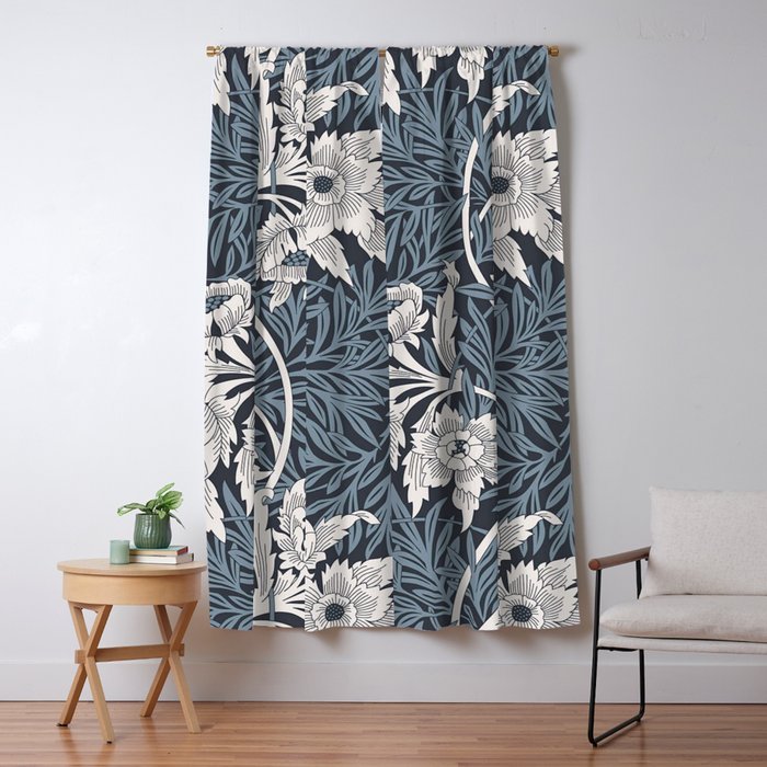 William Morris Tulip and Willow Navy Blue Window Curtain Gallery Image 1