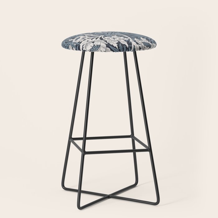 William Morris Tulip and Willow Navy Blue Stool Gallery Image 1