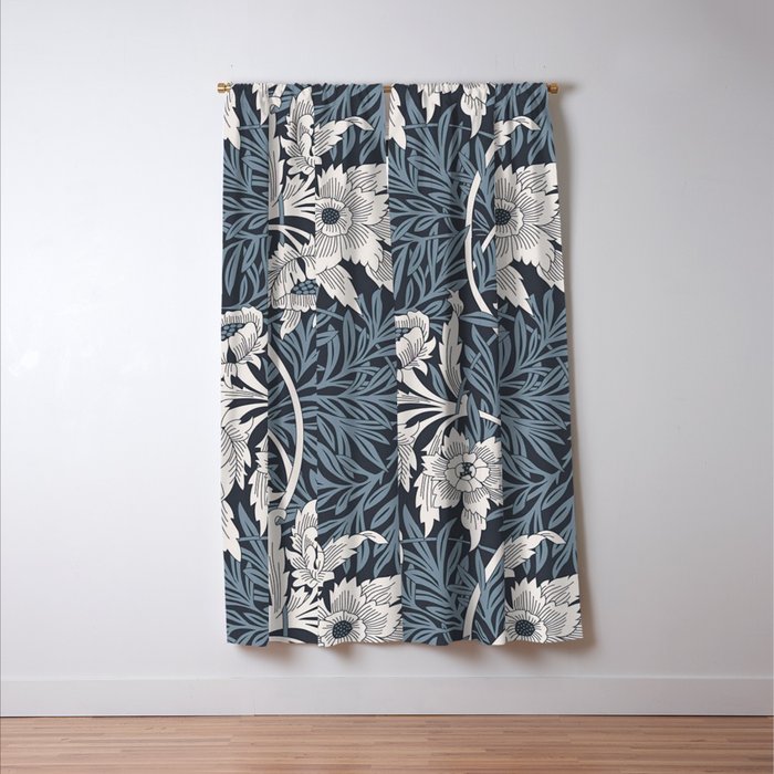 William Morris Tulip and Willow Navy Blue Window Curtain Gallery Image 3
