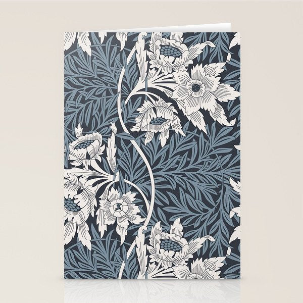William Morris Tulip and Willow Navy Blue Stationery Card Gallery Image 1