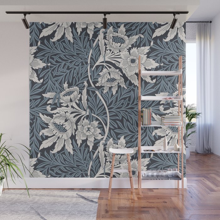 William Morris Tulip and Willow Navy Blue Wall Mural Gallery Image 1