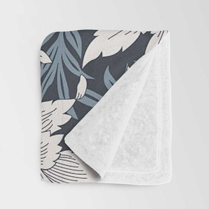 William Morris Tulip and Willow Navy Blue Throw Blanket Gallery Image 3
