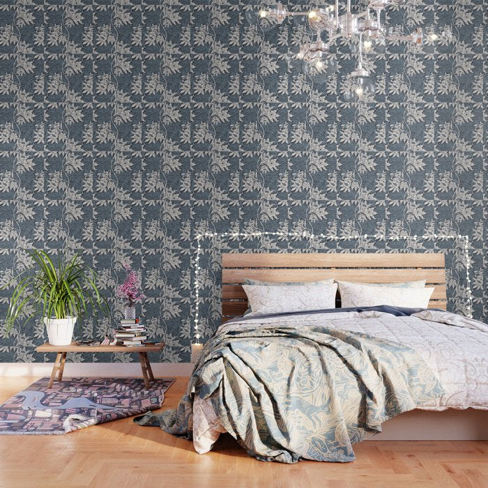 William Morris Tulip and Willow Navy Blue Wallpaper Gallery Image 1