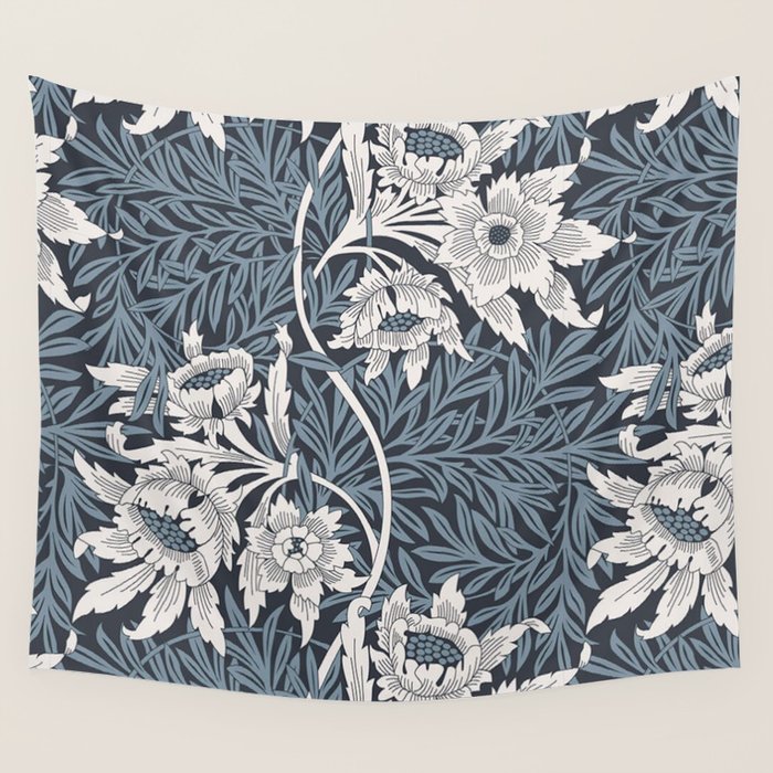 William Morris Tulip and Willow Navy Blue Wall Tapestry Gallery Image 1