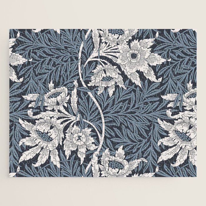 William Morris Tulip and Willow Navy Blue Jigsaw Puzzle Gallery Image 1