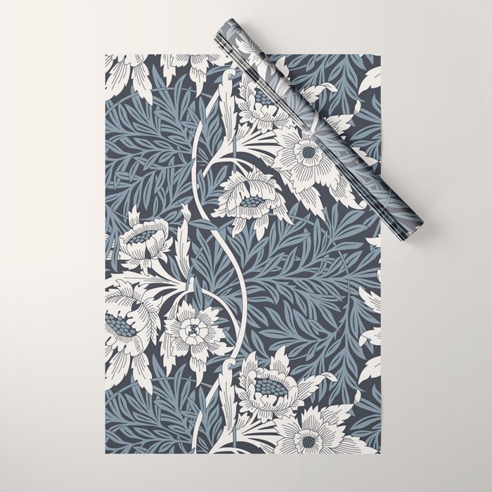 William Morris Tulip and Willow Navy Blue Wrapping Paper Gallery Image 1