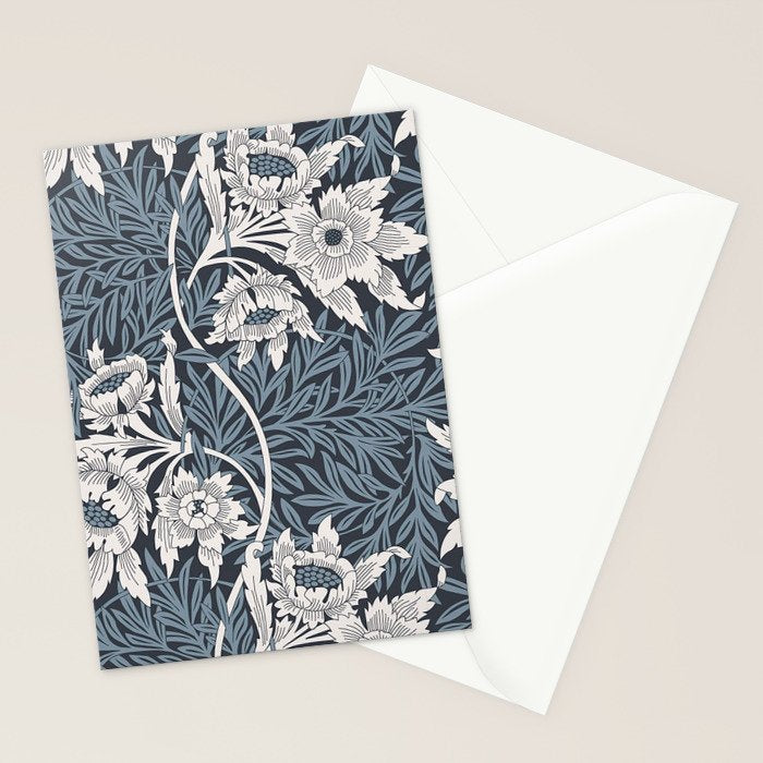 William Morris Tulip and Willow Navy Blue Stationery Card Gallery Image 2