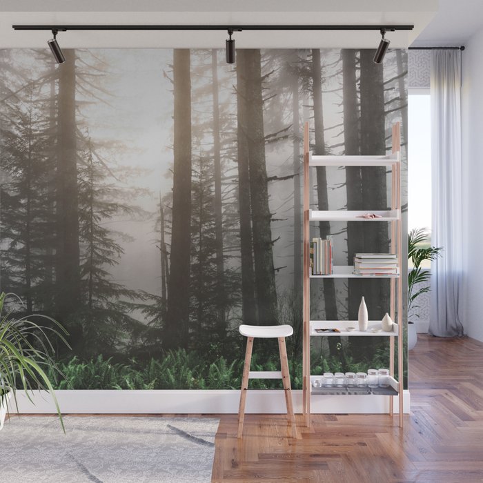 Pacific Northwest Forest Fog Adventures Wall Mural Gallery Image 1
