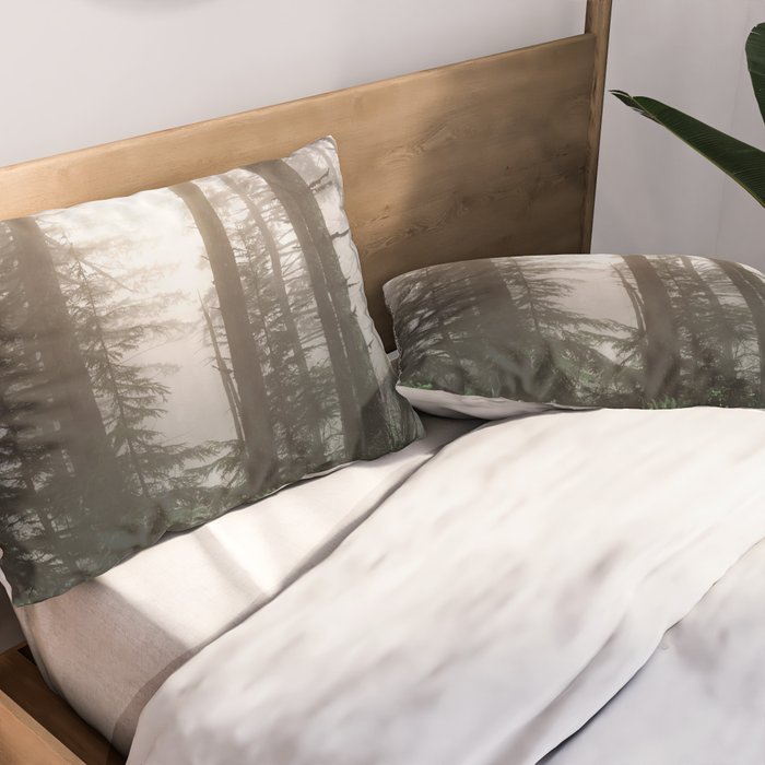Pacific Northwest Forest Fog Adventures Pillow Sham Gallery Image 2