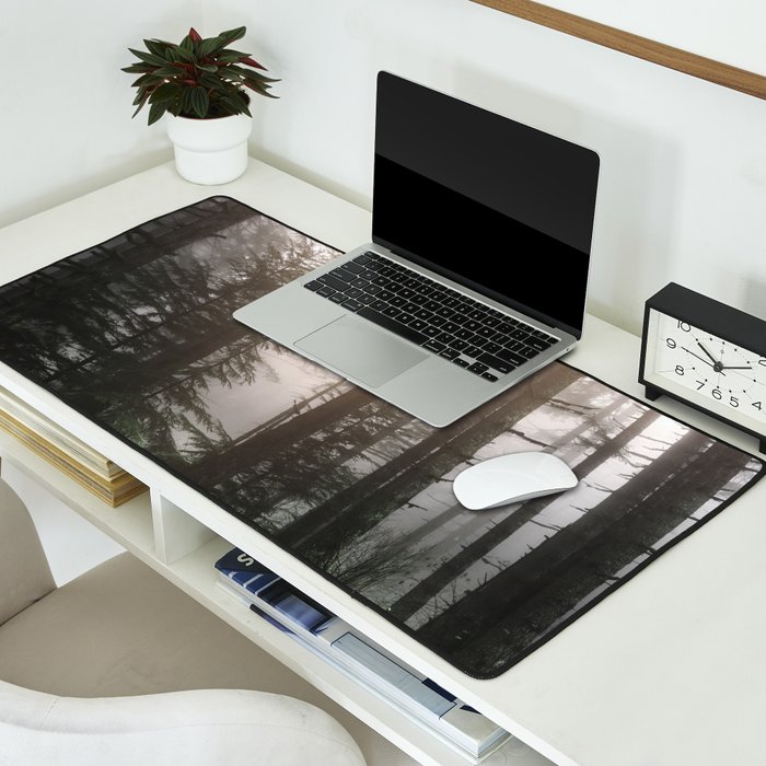 Pacific Northwest Forest Fog Adventures Desk Mat Gallery Image 2