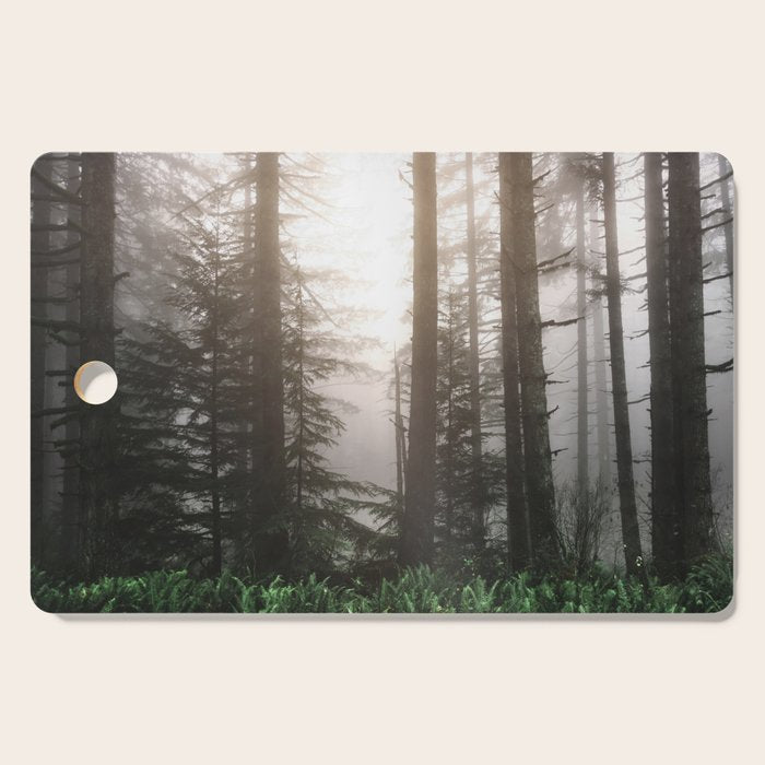 Pacific Northwest Forest Fog Adventures Cutting Board Gallery Image 1