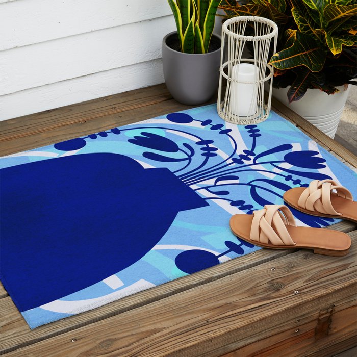 Blossom15-blue Outdoor Rug Gallery Image 2
