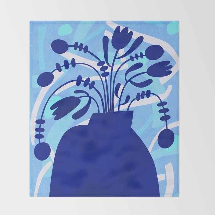 Blossom15-blue Throw Blanket Gallery Image 2