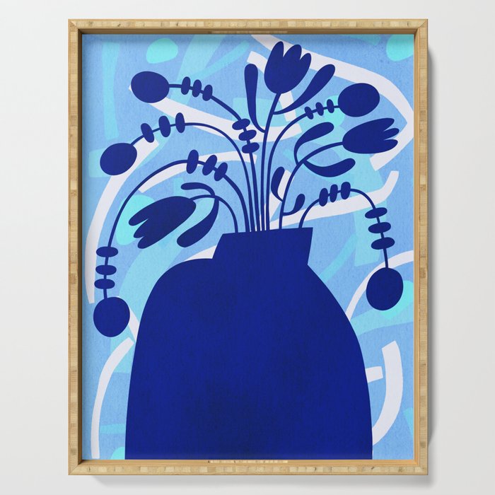 Blossom15-blue Serving Tray Gallery Image 1