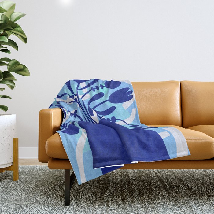 Blossom15-blue Throw Blanket Gallery Image 1