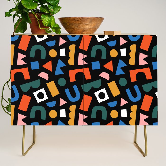 Colorful abstract organic shape art pattern Credenza Gallery Image 1