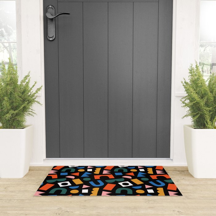 Colorful abstract organic shape art pattern Welcome Mat Gallery Image 3