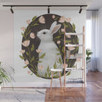 White Rabbit Floral Wall Mural Gallery Image 1