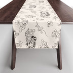 Tiger and Flower Line Art Table Runner Gallery Image 1