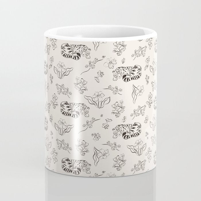 Tiger and Flower Line Art Coffee Mug Gallery Image 4