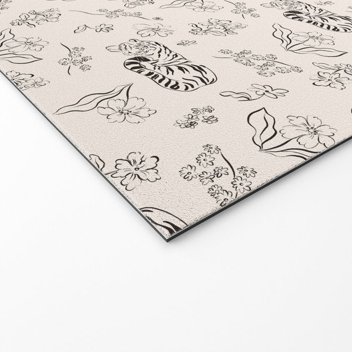 Tiger and Flower Line Art Welcome Mat Gallery Image 2