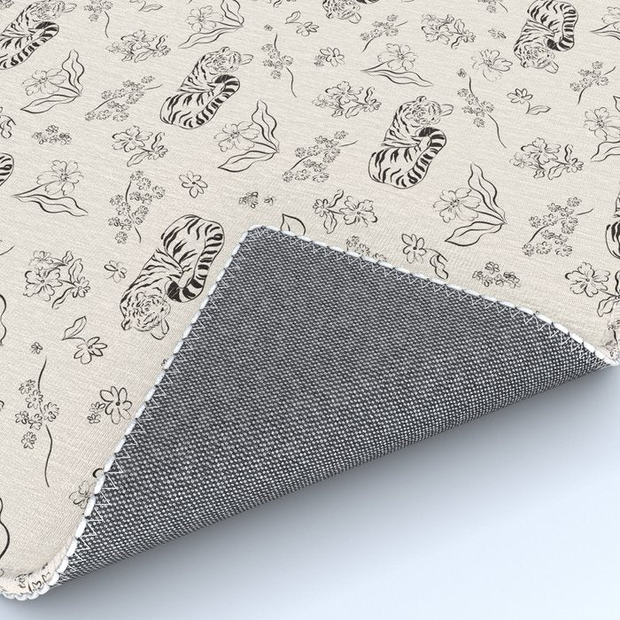 Tiger and Flower Line Art Rug Gallery Image 4