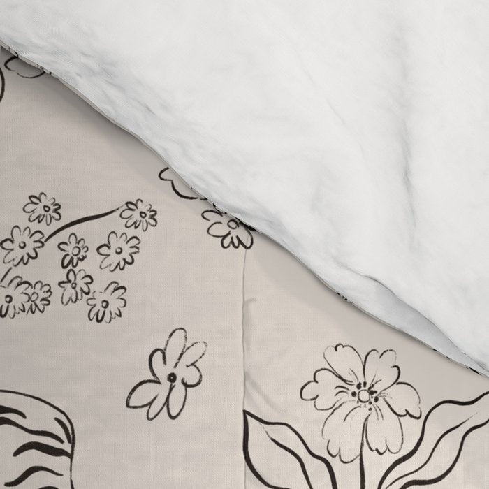 Tiger and Flower Line Art Comforter Gallery Image 4
